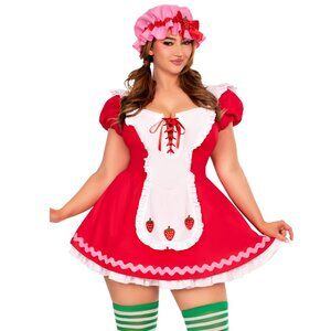 Plus Three Piece Berry Cutie Costume Set, Berry-Adorned Apron Dress